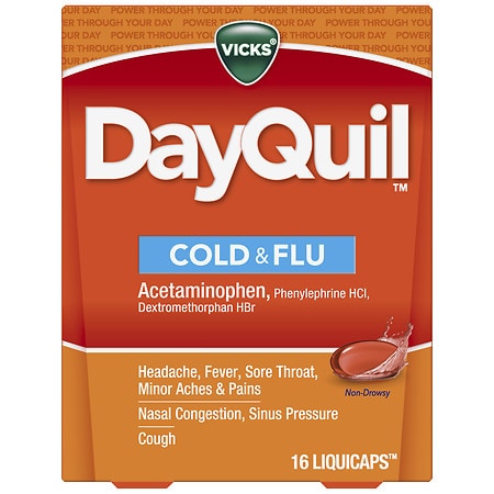 Vicks Dayquil Cold and Flu Medicine, LiquiCaps, Daytime, Non-Drowsy