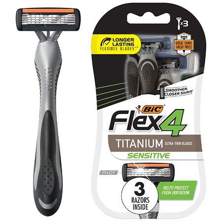 BIC Flex 4, Titanium Sensitive Men's Disposable Razors
