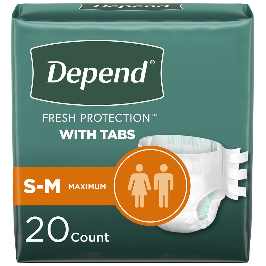Depend Maximum Absorbency Briefs for Men, S/M - 32 Pairs