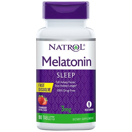 Natrol Melatonin 3mg, Sleep Support, Fast Dissolve Tablets Strawberry
