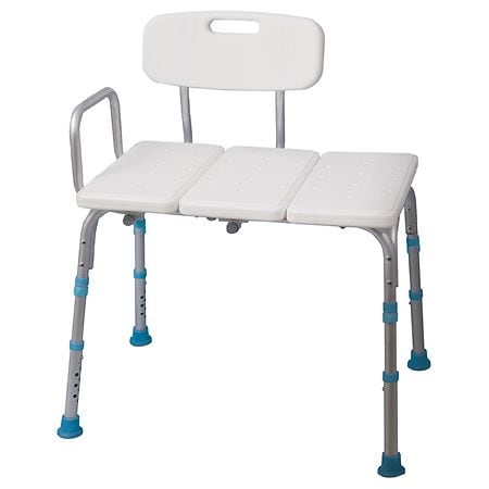 AquaSense Adjustable Bath and Shower Transfer Bench with Reversible Backrest Off White