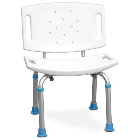 AquaSense Adjustable Bath and Shower Chair with Non-Slip Seat and Backrest White