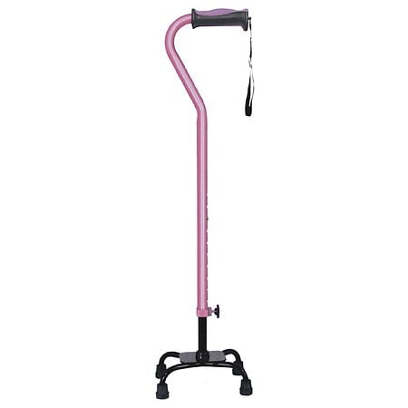 Hugo Adjustable Quad Cane for Right or Left Hand Use, Small Base Small Base Rose