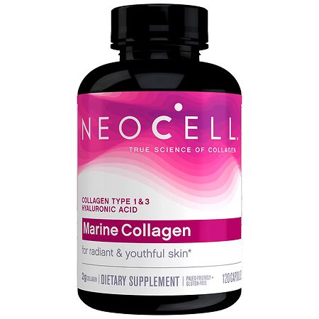 NeoCell Marine Collagen Protein Supplement Capsules  2g Protein  120 Count