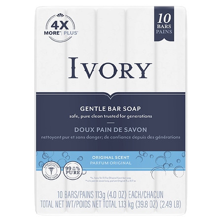 Ivory Bar Soap Original, 10 bars - 4 oz each