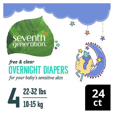 Seventh Generation Ultrathin Pads, Overnight with wings, Free & Clear  Chlorine Free, 14 count(package may vary)