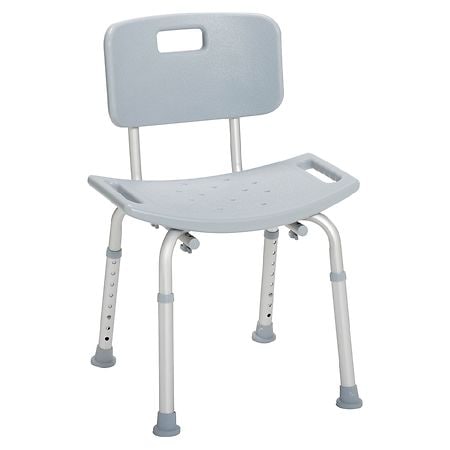 Drive Medical Bathroom Safety Shower Tub Bench Chair with Back Gray