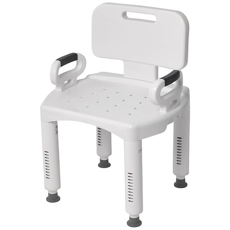 Drive Medical Premium Series Shower Chair with Back and Arms White