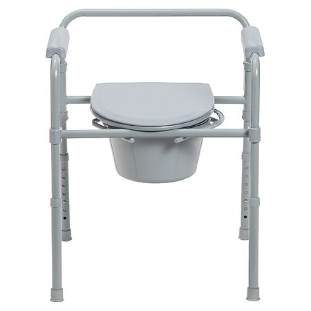Drive Medical Steel Folding Bedside Commode Gray