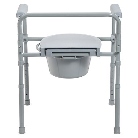 Drive Medical Steel Folding Bedside Commode Gray