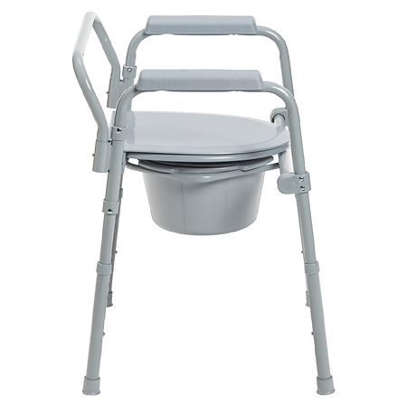 Drive Medical Steel Folding Bedside Commode Gray