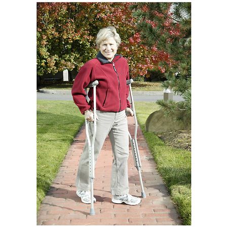 Drive Medical Walking Crutches with Underarm Pad and Handgrip Tall Adult Gray