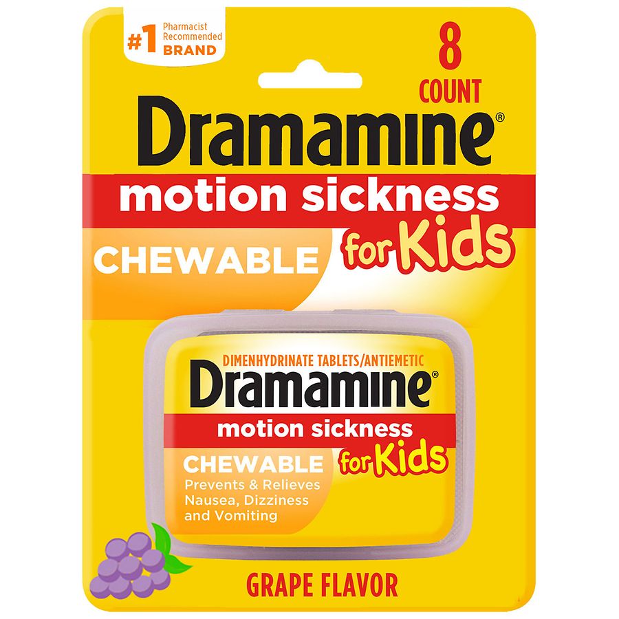 Dramamine Chewable Motion Sickness Relief for Kids Grape