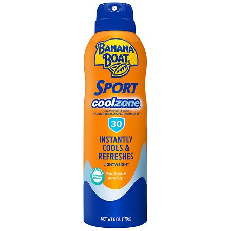 Banana Boat Sport Cool Zone Clear Sunscreen Spray SPF 30 Refreshing, Clean Scent