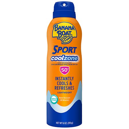 Banana Boat Sport Cool Zone Clear Sunscreen Spray SPF 50 Refreshing, Clean Scent