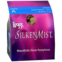 L'eggs Silken Mist Silky Sheer Nude Control Top No-Roll Waistband
