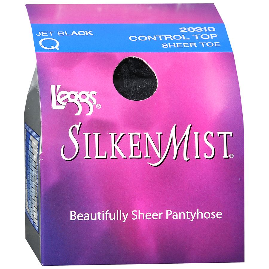 L'eggs Women's Silken Mist 2 Pair Control Top Silky Sheer Leg Panty  Hose,JetBlack,Q : : Clothing, Shoes & Accessories