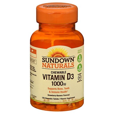 Sundown Naturals Chewable Vitamin D3 1000 IU, Tablets Strawberry-Banana
