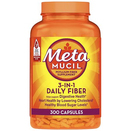 Metamucil Daily Fiber Supplement Capsules, Psyllium Husk Fiber for Digestive Health