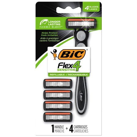 Bic Hybrid Flex Men's Disposable Razor Cartridges, Gray - 4 pack