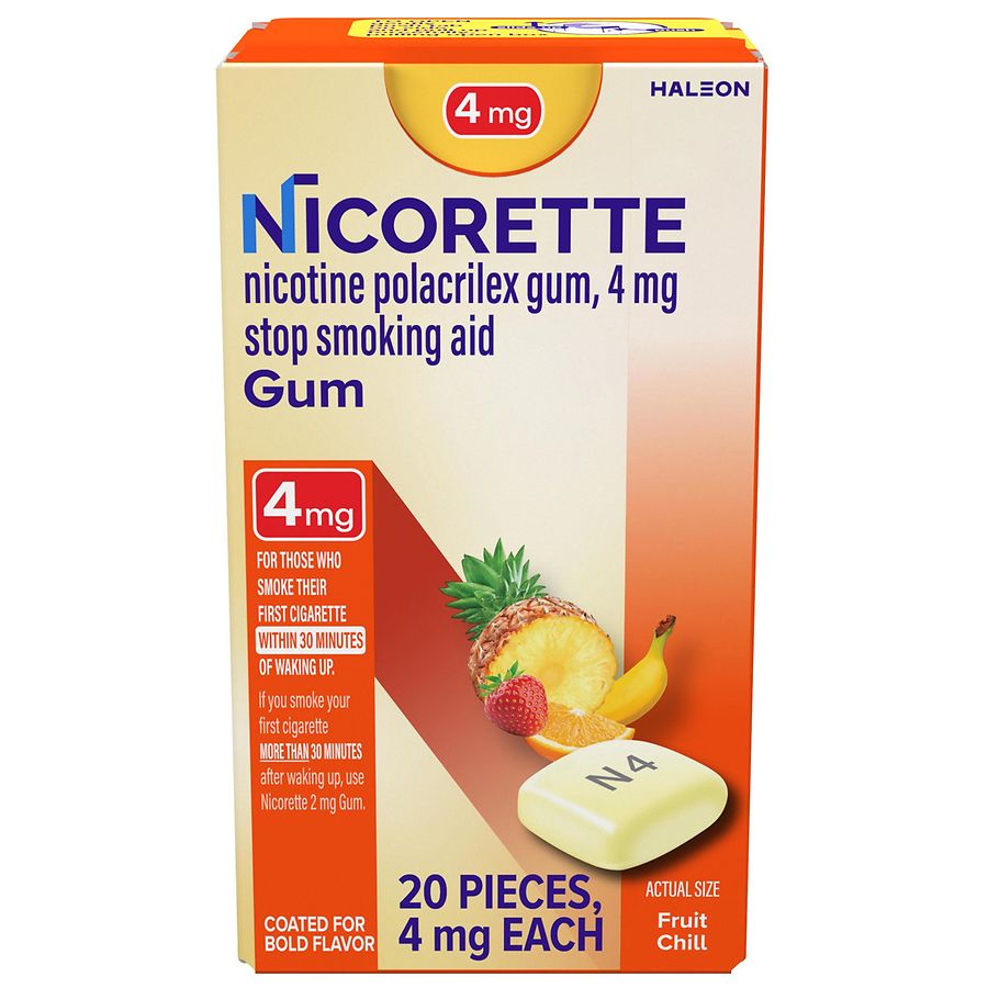 Nicorette Nicotine Gum, Stop Smoking Aid Fruit Chill