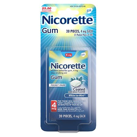 Nicorette Nicotine Gum to Stop Smoking, 4mg White Ice Mint