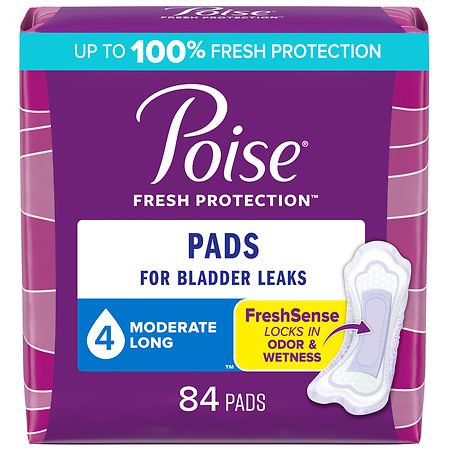Poise Incontinence Pads for Women Moderate Absorbency, Long Length - 84.0 ea