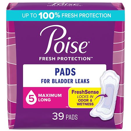 Poise Incontinence Pads for Women Maximum Long Length (ct 39)