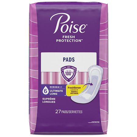 Poise Incontinence + Postpartum Long Pads - 6 Drop Ultimate - Shop  Incontinence at H-E-B