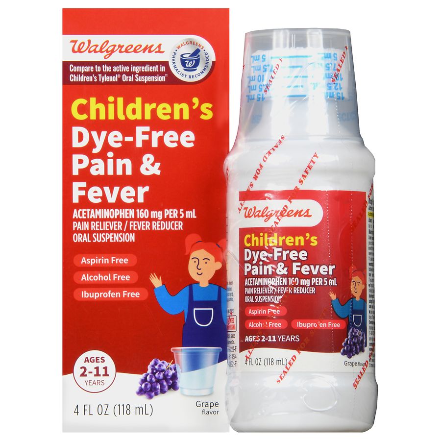 Walgreens Children's Dye-Free Pain & Fever Oral Suspension Grape