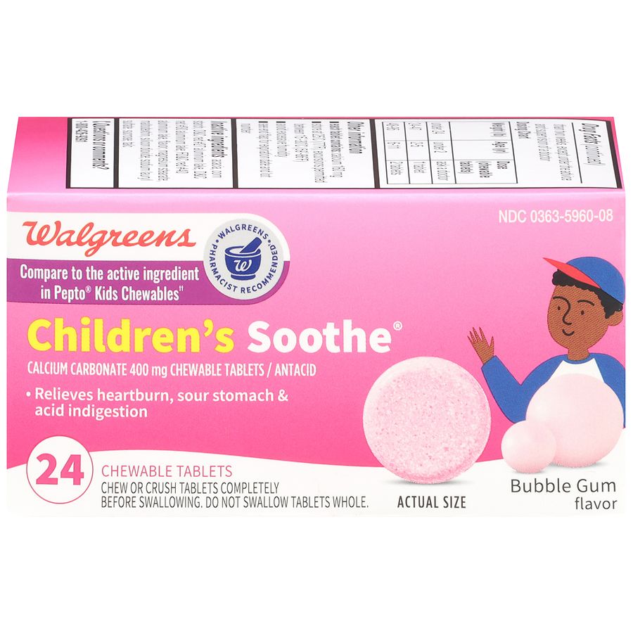 Walgreens Soothe Antacid Children's Chewable Tablets Bubble Gum