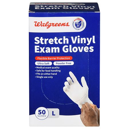 Walgreens Stretch Vinyl Exam Gloves L