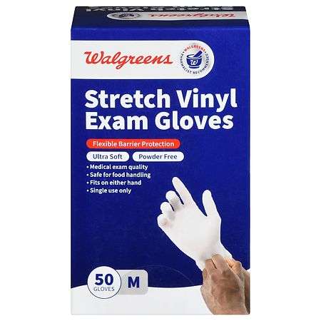 Walgreens Stretch Vinyl Exam Gloves M