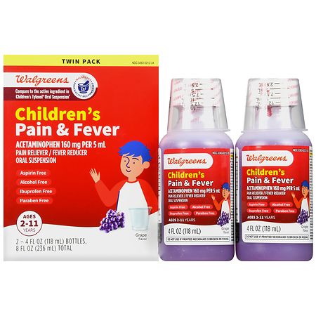 UPC 311917130040 product image for Walgreens Children's Pain & Fever Liquid Grape - 4.0 fl oz x 2 pack | upcitemdb.com