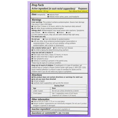 Perrigo Acetaminophen Suppositories Pain Reliever 650 MG 50 Count for sale  online