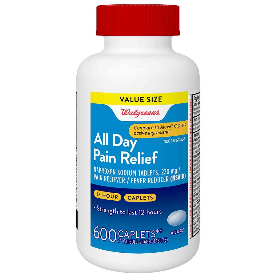 Walgreens All Day Pain Relief, Naproxen Sodium Caplets, 220 mg