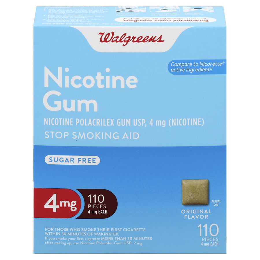 Walgreens Nicotine Gum, Sugar Free, 4mg Original