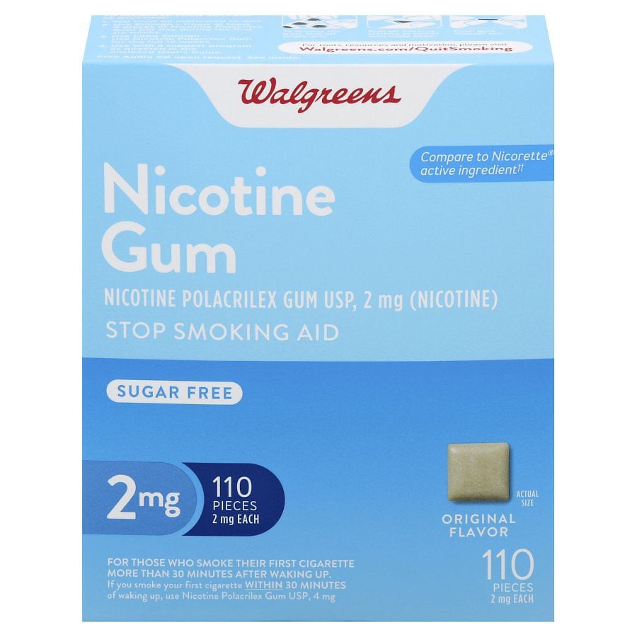 Walgreens Nicotine Gum, Sugar Free, 2mg Original