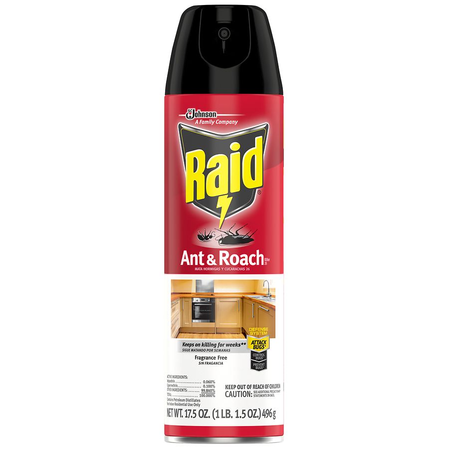 Raid Ant & Roach Killer 26, Aerosol Bug Spray Kills on Contact Fragrance Free