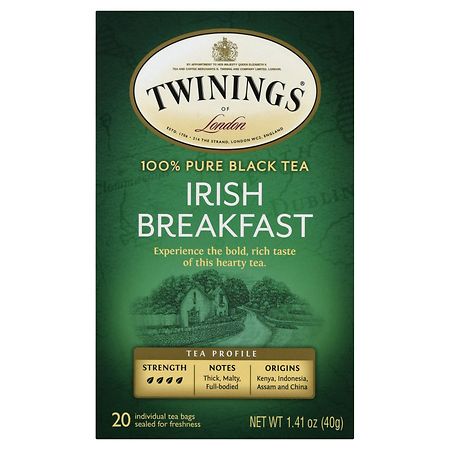 Twinings Irish Breakfast Robust Black Tea Bags 20 Count Box