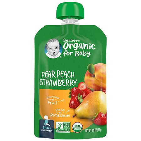 Gerber Organic for Baby Food Pear Peach Strawberry