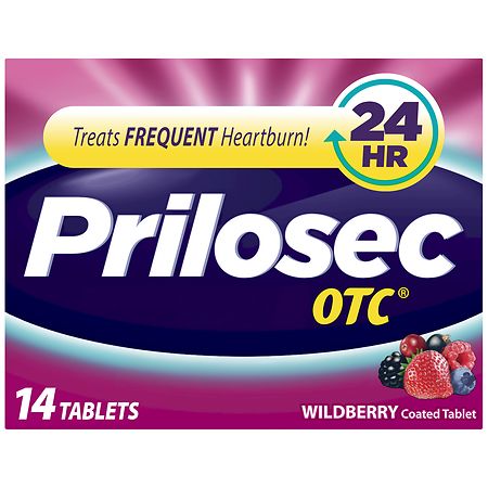 Prilosec OTC Heartburn Relief  Over-the-Counter Medicine  Acid Reducer Tablets  Wildberry  14 Ct