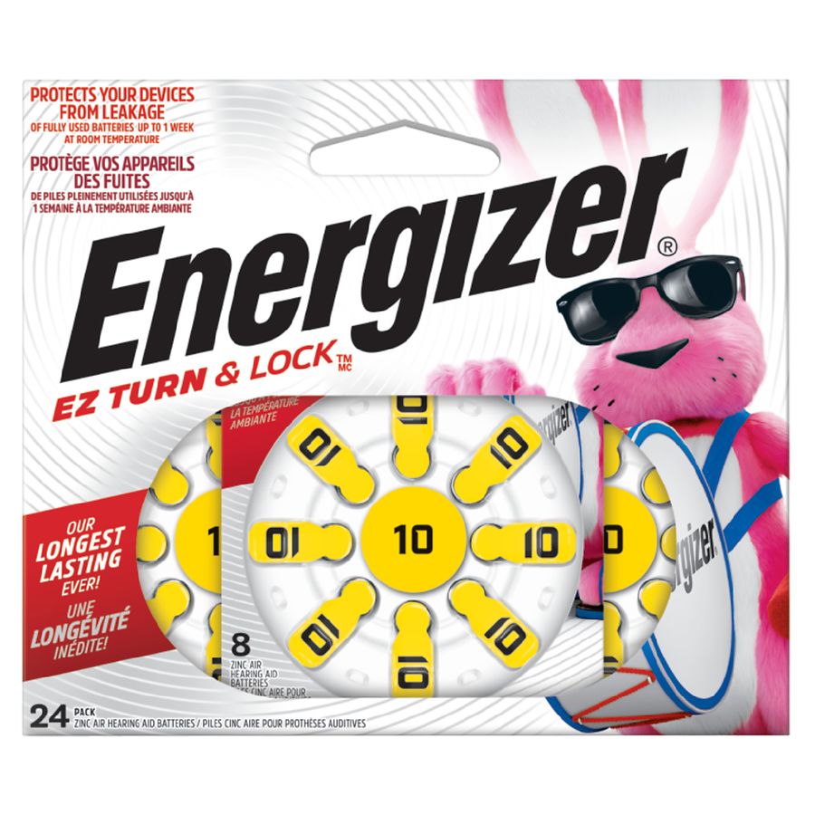 Energizer Hearing Aid Batteries Size 10, Yellow Tab 10