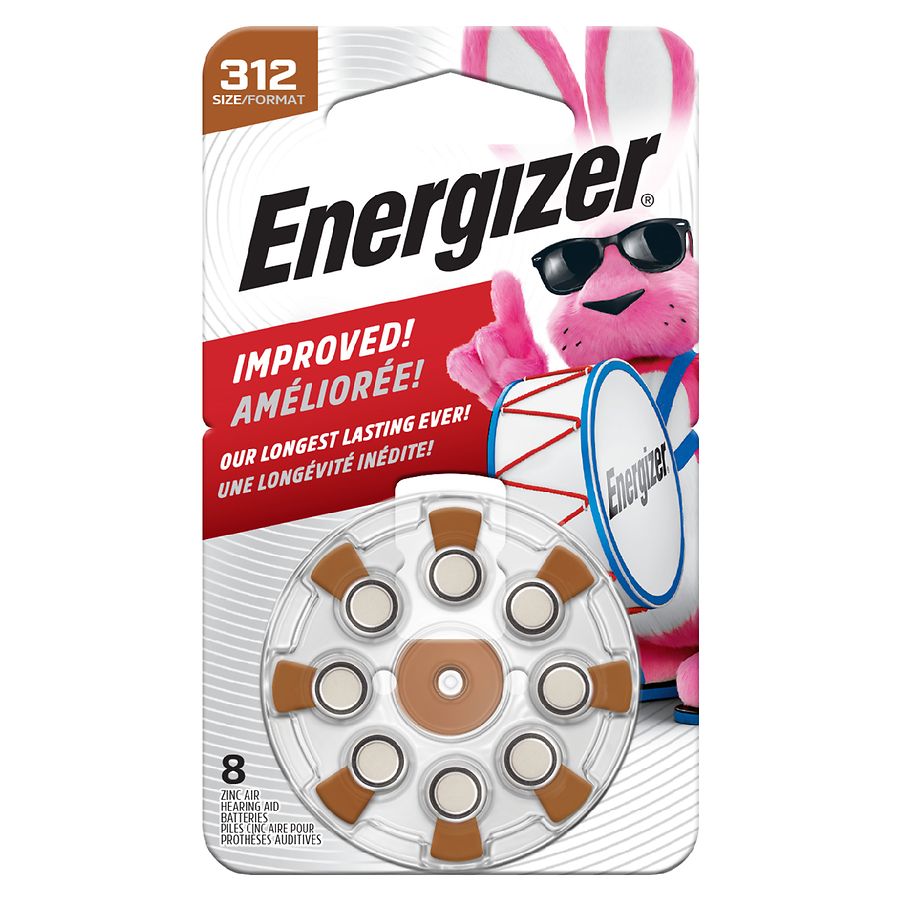 Energizer Hearing Aid Batteries Size 312, Brown Tab 312