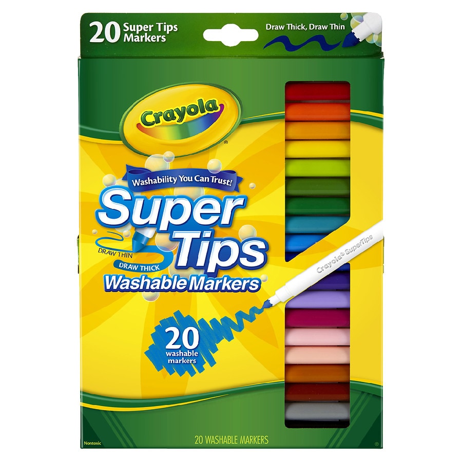 Crayola Super Tips Marker Set, Washable Markers, Assorted Colors, 120 Ct