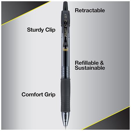 G2 Premium Retractable Gel Ink Rolling Ball Pens Black