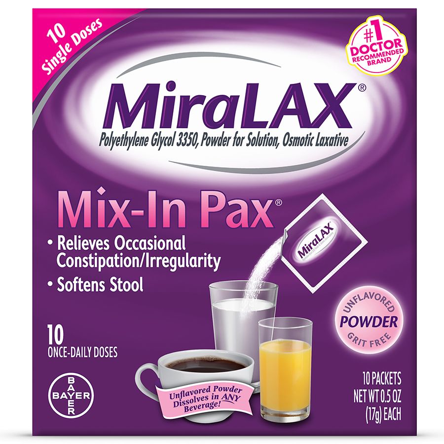 MiraLAX Mix-In Pax, Constipation Relief Laxative Unflavored