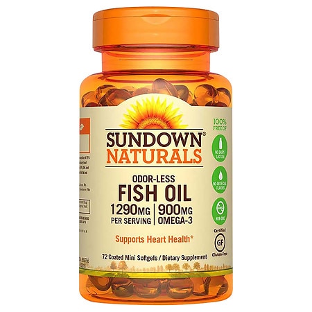 Sundown Naturals Odorless Omega-3 Fish Oil 1,290 mg Dietary Supplement Mini Softgels