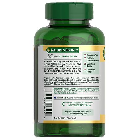 Nature's Bounty Fish Oil With Omega 3 Softgels, 1000 Mg