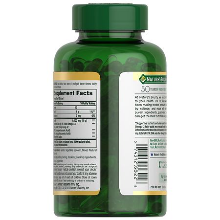 Nature's Bounty Fish Oil With Omega 3 Softgels, 1000 Mg